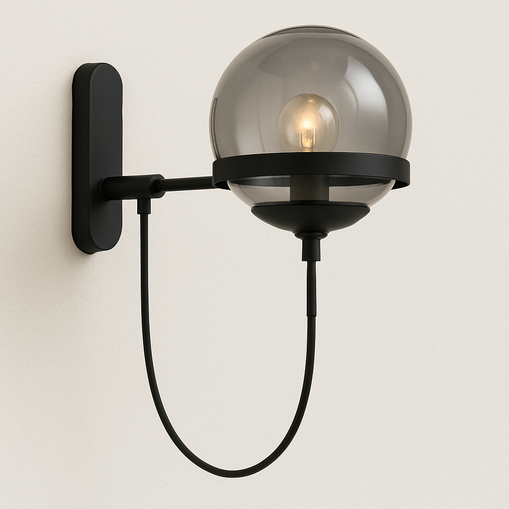 Luminária Arandela Moderna Clássica Metal Globo de Vidro Peoni - ABAZZUR™