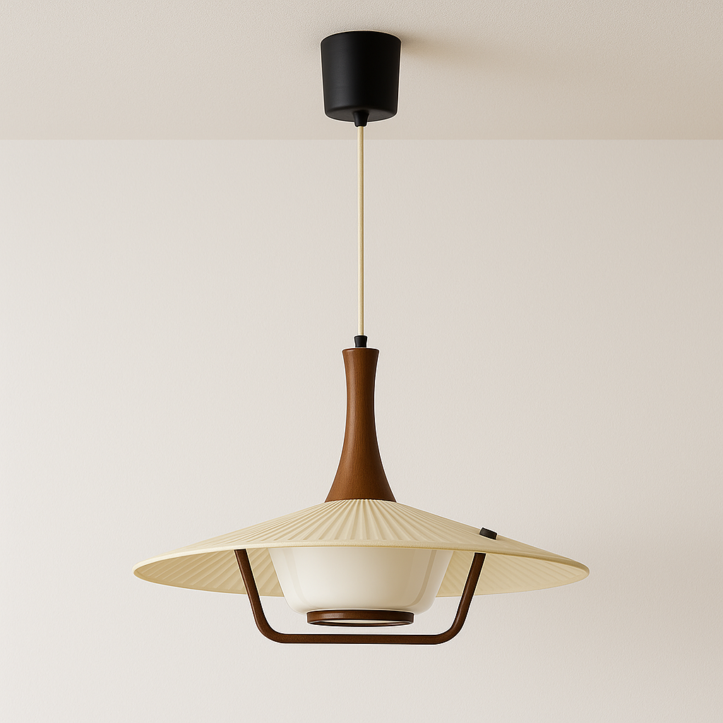Luminária Pendente Moderna Minimalista Tecido Madeira Parure - ABAZZUR™
