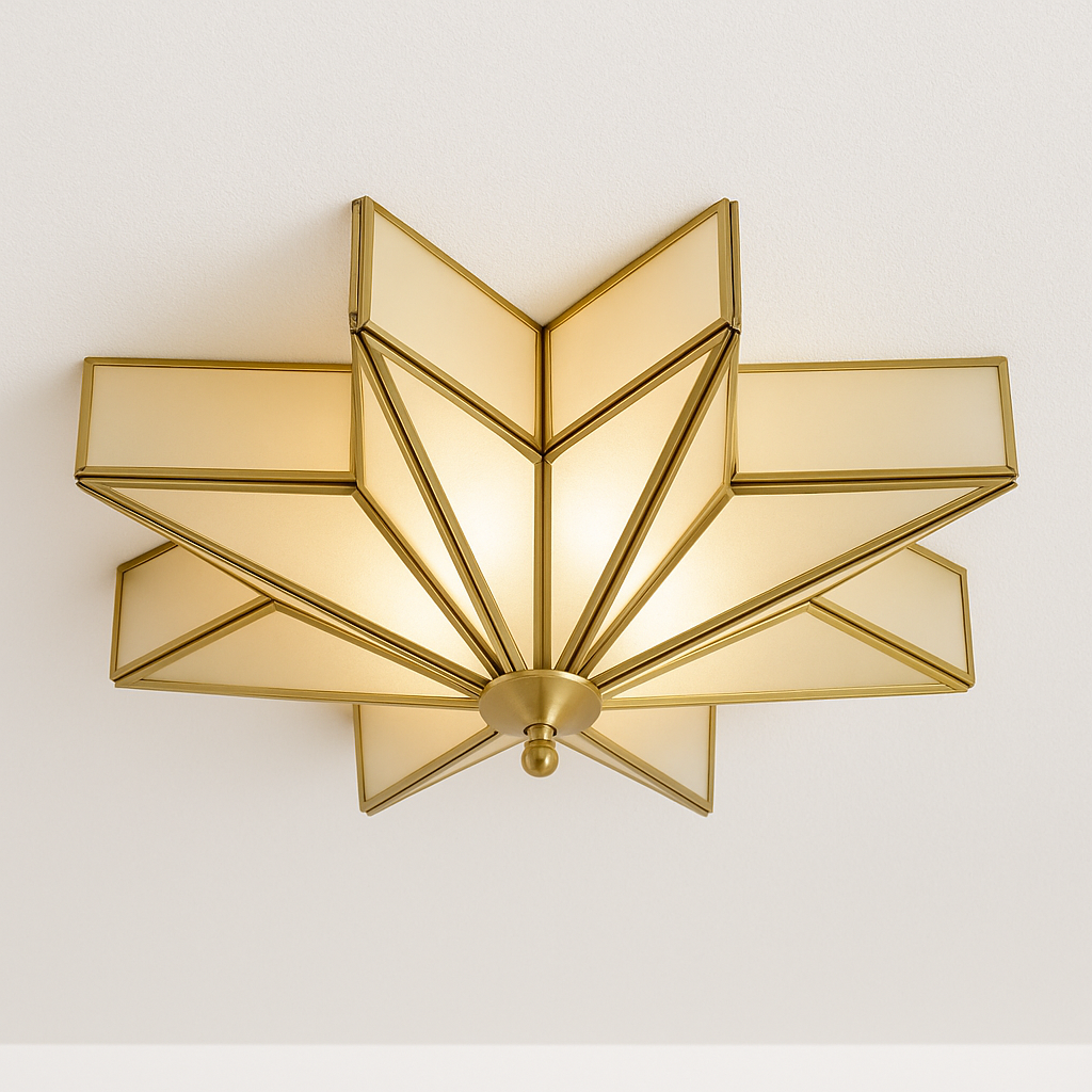 Luminária Plafon Moderna Minimalista Metal Vidro Estrela Rietti - ABAZZUR™