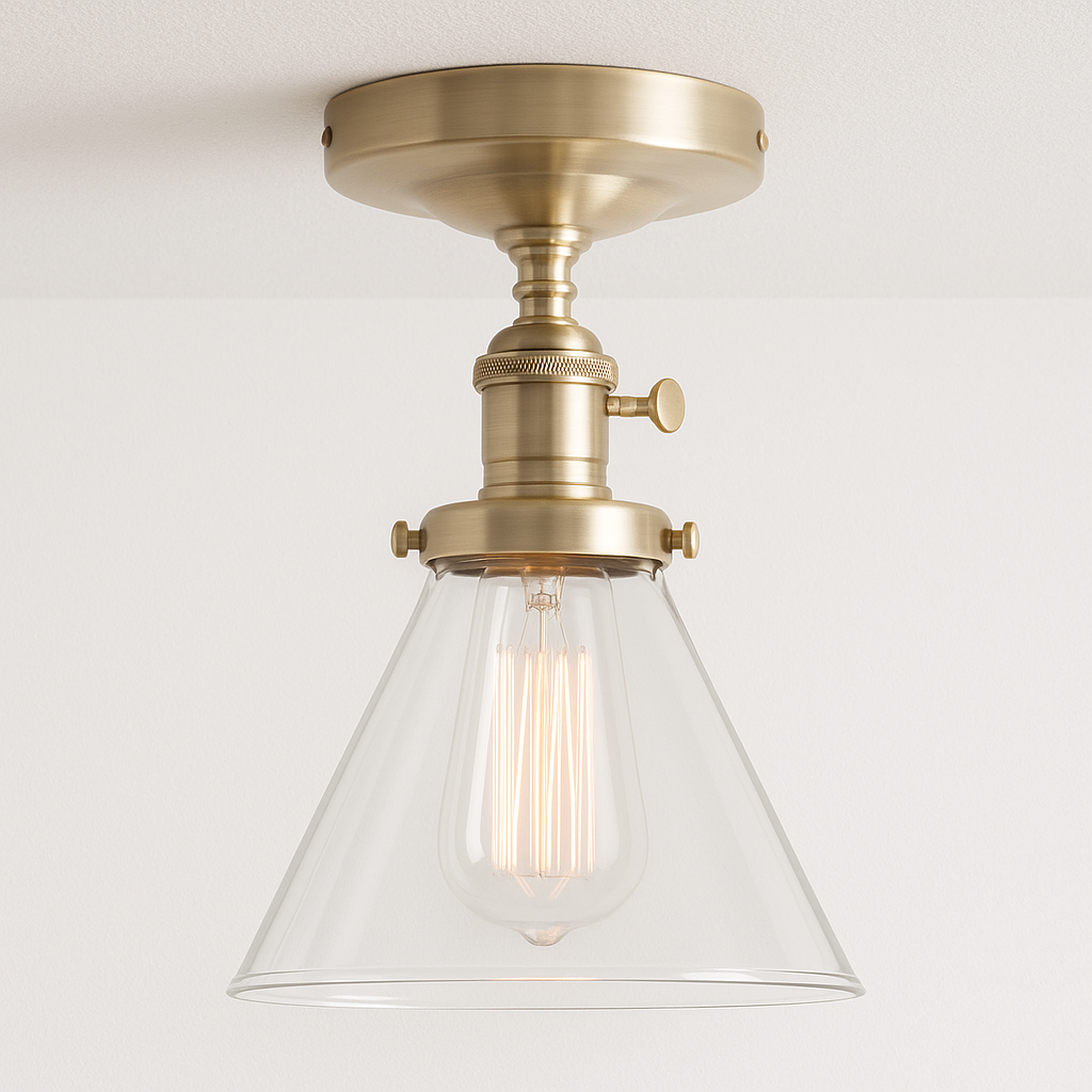 Luminária Plafon Moderno Industrial Retrô Metal Vidro Lecco - ABAZZUR™